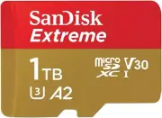 Sandisk Extreme MicroSDXC, SQXA1 1TB, V30, U3, C10, A2, UHS-I 160MB/s R 90MB/s W