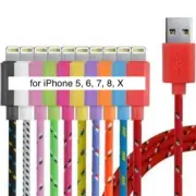 10FT Fabric Braided Charger Cable USB Data FOR apple iPhone X 8 7 6 plus 5s ipod