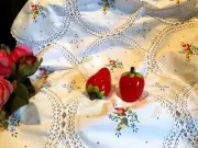 Quirky Stoneware Strawberry Salt And Pepper Shakers -brand new