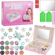 JIZZU Gifts for Girls 5 6 7 8 9 10 Years, Creative DIY Diamond Painting Children's Jewellery Box Craft Set, Gift Girls 5-12 Years Mandalas Creative Birthday Gift