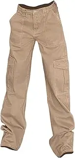 [FOCCAR] Women's Cargo Pants | Outdoor Athletic Pants - with 6 Pockets Lightweight Wide Leg Waterproof Y2K Women's Quick Dry Cargo Pants for Travel Camping Golf Khaki