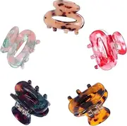 Vaguelly 5pcs Mini Hair Claw Clips Stylish Womens Hair Claw Clamp for Shopping Travel Vibrant Colors Unique Designs Easy to Use