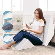 STARRY EUCALYPT Memory Foam Wedge Pillow Cool Gel 2 Pcs Combo, Triangle Bedding Pillow with Removable Cover, Back Support Cushion Top for Leg Rest Lift Sleep TV Watching Reading (1xBig+1xSmall White)