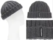 Dsquared2 Braided Wool Beanie Black Ribbed Knit Hat Beanie Hat Knitted New