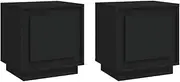 Nightstands Set of 2, Night Stands with 1 Door, Mid Century Modern Bed Side Table End Table Bedside Table for Bedroom, Living Room, Black 44x35x45 cm Engineered Wood