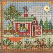 Springtime Garden Delights Cross Stitch Kit with Beads & Buttons - MH142313