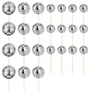 24Pcs Disco Ball Cupcake Toppers Cake Topper Disco Ball Cake Picks Theme1899