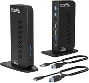 Plugable USB 3.0 and USB-C Dual 4K Display Docking Station with DisplayPort and HDMI for Windows and Mac (Dual 4K DisplayPort & HDMI, Gigabit Ethernet, Audio, 6 USB Ports) Vertical