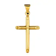 14k Yellow Gold Shiny Round Tube Cross Pendant