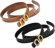 [TOGEVAL] 2pcs Ladies Leather Waist Belts Fashionable Buckle Jeans Belt for Versatile Styling Durable Comfort for Everyday Wear