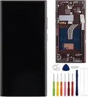 E-yiiviil TFT Digital Display Compatible with Samsung Galaxy S22 Ultra SM-S908B SM-S908U 6.8" LCD Display Touch Screen Assembly with Tools Fingerprint not Supported（with Frame） Burgundy