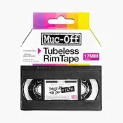 Muc-Off Tubeless Rim Tape, 17mm - Pressure-Sensitive Adhesive Rim Tape for Tubeless Bike Tyre Setups - 10 Metre Roll with 4 Seal Patches