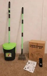 MXF Pooper Scooper Swivel Bin & Rake Kit XL 36.6" Tall Handle w/ 20 waste bags