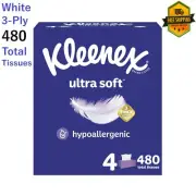 Kleenex Ultra Soft Facial Tissues, 4 Flat Boxes, 120 Tissues per Box