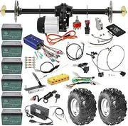Complete 40" Rear Axle Kit & 8" Wheels & 72V 1500W Motor Controller Differential Kit For Electric Vehicles Go Kart Drift Trike ATV Quad Golf Cart Dolly Carts Buggy