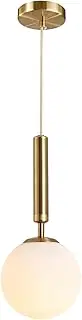 BOKT Modern Glass Globe Pendant Light Fixtures Modern and Classic Style Kitchen Island Lighting with Milk White Shade Cover, Hanging Pendant Light for Living Room Restaurant Bar (Bronze)