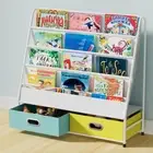 Kids Bookshelf - 4 Tier Small Bookcase for Kids Room, Metal Nursery Book Shel...