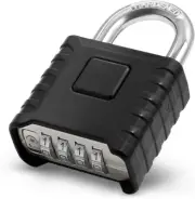 Heavy Duty Combination Padlock, 4 Digit Combination Lock Outdoor, One-Touch Unlo