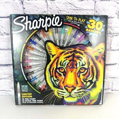Sharpie Spin to Play Permanent Marker Set 30 Count Limited Edition Tiger Box Art