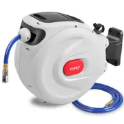 TOPEX 20M Air Hose Reel, 15 Bar Max Retractable Garden Hose Reel, Wall Mounted Air Compressor Hose Reel with Quick Coupling, Auto Rewind, Any Position Stop