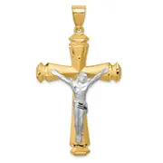 14k Two-tone Gold Satin Two-tone Gold Crucifix Pendant