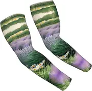 [FSCEV] Lavender And Daisy Sun Protection Arm Sleeves Outdoor Essentials Cooling Compression Golf Hiking Cycling