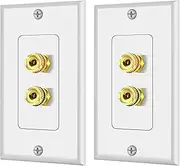 tunghey 2Pack Speaker Wire Wall Plate, Gold Plated Speaker Wall Plate, Banana Plug Wall Plate for 1 Speaker (1 Speaker)