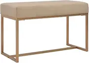 Modern Ottoman End of Bed Entryway Padded Bench, Decorative Upholstered Bench with Metal Base, Footrest Stool Accent Bench for Living Room, Foyer, Mudroom, Hallway, 80 cm Beige Velvet