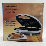 Brentwood TS-242 Dual Waffle Maker Wht 750W Non-Stick Safety Lock Lid Cool Touch