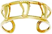 [JewelryWeb] 14k Yellow Gold Adjustable Double Row With Feet Body Jewelry toe ring-toe ring for Women