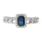 Gin and Grace Amelia 10K White Gold Emerald-Cut Blue Sapphire Ring 0.64tcw 7