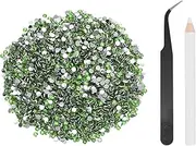 uxcell 5000pcs Flatback Rhinestones Resin, SS6 2mm Resin Rhinestones Bulk Round Shine Gems with Pickup Tools for DIY Nail Art Tumblers Mugs Clothes, Light Green