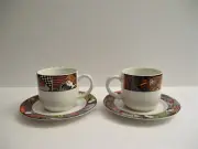 2) Vitromaster Metropolitan Coffee Cup & Saucer Post Modern Memphis Design NOS