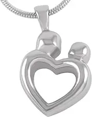 KETIME Mother and Children Heart Cremation Urn Necklace Stainless Steel Human Ashes Keepsake Memorial Jewelry for Loved One