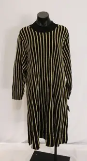 Rachel Roy Collection Women's Plus Vertical Stripe Dress LB3 Black/Gold Size 3X