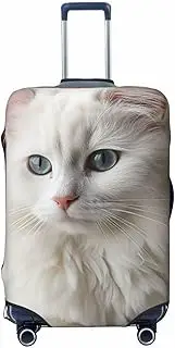 [STVYUKL] Cute White Cat Luggage Cover Personalized Elastic Washable Suitcase Cover Luggage Protector Auti-Scratch Suitcase Case Protector Fits 18-32 Inch Luggage, Black, Medium