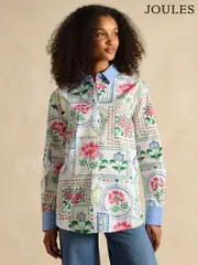Joules Amilla Cream Tile Print Longline Relaxed Fit Shirt (E01785) | $150