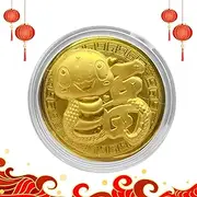Chinese New Year Commemorative Coin, Gold Foil New Year Coin for 2025 Snake Year, Lucky Chinese Snake Coin for New Year, Birthdays