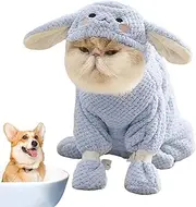 Dog Towel Robe - Coral Fleece Quick-Dry Dog Bath Towel with Zipper Design - Pet Costumes, Cat's Clothing for Young People, Elderly, Children