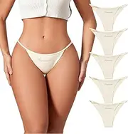 [abandi] Womens Bikini Underwear High Cut Cheeky Panties Briefs for Ladies G String Bikini Panties 5 Pack