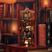 DIY Flame Common Room Book Nook Dollhouse with LED Light & Dust Cover