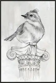 Bird On Column Framed Canvas 60x90cm
