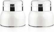 2 Pack 1 Oz/30ml Airless Pump Jar Pot,Empty Acrylic Vacuum Face Cream Jar with Press Pump,Portable Refillable Travel Lotion Sample Cosmetic Container for Makeup,Essence,Lotion,Moisturizer,Eye Cream