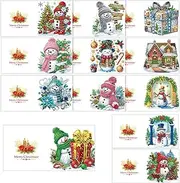 Rhinestone Art Christmas Cards | 5D Rhinestone Painting Craft Kits,5D Christmas Greeting Card Kits for Kids, Children, Toddler, Girls, Boys