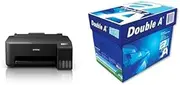[Epson] EcoTank ET-1810 Wireless Single-Function Printer, Black, C11CJ71501 and Double A, A4 Ream Paper, A4 80 GSM, 2500 Sheets, White, Clever Easy to Open Box