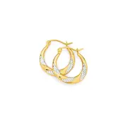 9ct Gold Two Tone Beaded & Striped Creole Earrings