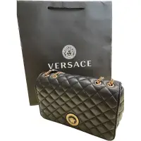 在飛比找蝦皮購物優惠-全新Versace Black Nappa Leather 