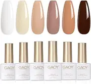 [GAOY] Nude Brown Gel Polish Set, 6 Neutral White Pink Skin Tones Colors Soak Off UV Light Cure Gel Polish Kit for Salon and Nail Art DIY at Home