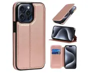 Iphone 15 Pro Wallet Phone Case,Pu Leather Phone Case With RFID Blocking and Card Slots Holder-Gold