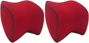 Breathable Car Seat Headrest Neck Pillow Auto Car Seat Pillow Memory Foam Head Support Neck Rest Protector Automobiles Interior (Color : 2 Pcs Wine Red)